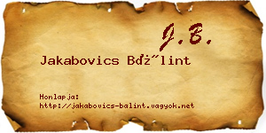 Jakabovics Bálint névjegykártya