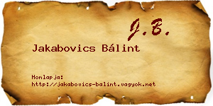Jakabovics Bálint névjegykártya